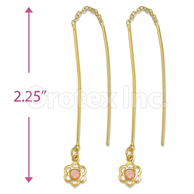 Orotex Gold Layered Pink CZ Long Earrings