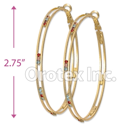 097042 Gold Layered Tri-Color Hoop Earrings
