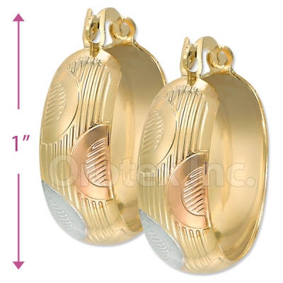Oro Tex Gold Layered Tri-color Hoop Earrings