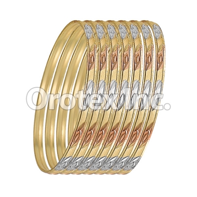 B041 Gold Plated Tri-Color Bangle
