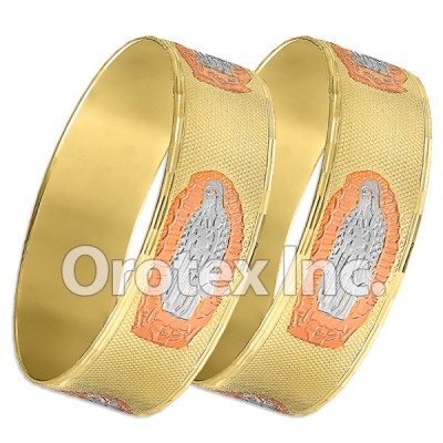 B166 Gold Layered Tri-Color 20MM Bangle