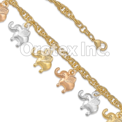 BR025 Gold Layered Tri Color Bracelet