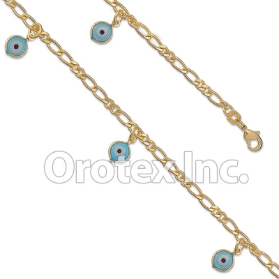 BR048  Gold Layered Blue Eye Anklet