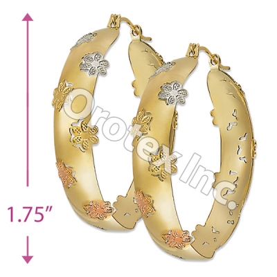 EH075 Gold Layered Tri-color Hoop Earrings