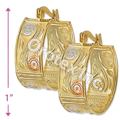 EH078 Gold Layered Tri-color Hoop Earrings