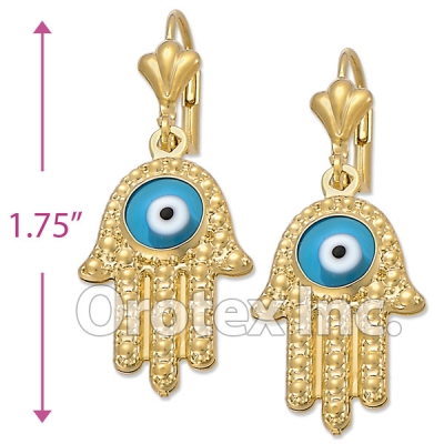 EL057 Gold Layered Blue Eye Long Earrings