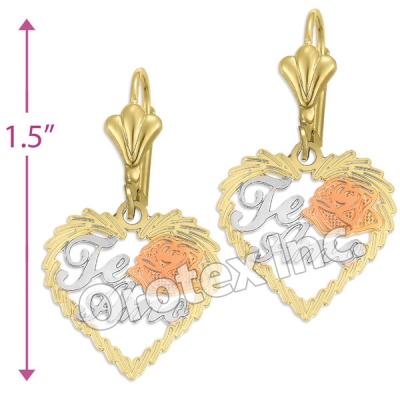 EL348 Gold Layered Tri-Color Long Earrings