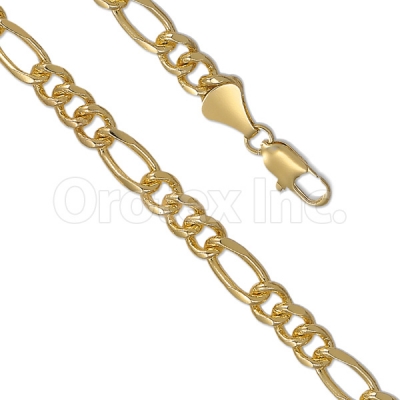 GFC1-12 Gold Layered Stamped Figaro 3+1 Chain