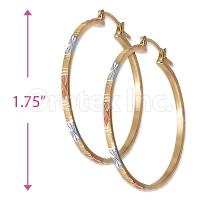 3mm Indian Gold Plated Tri-Color Hoop Earrings