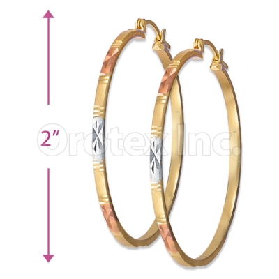 3mm Indian Gold Plated Tri-Color Hoop Earrings