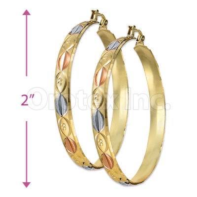6mm Indian Gold Plated Tri-color Bangle Earrings