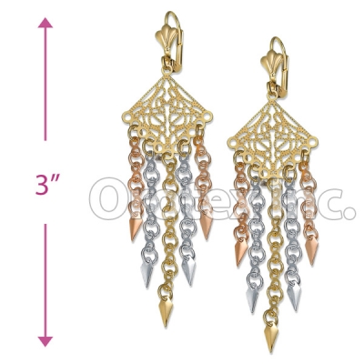 Orotex Gold Layered Tri-color Chandelier Earrings