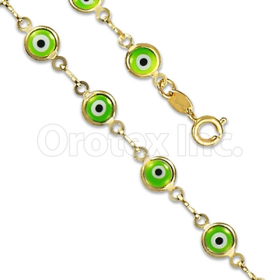 Orotex Gold Layered Green Eye Bracelet