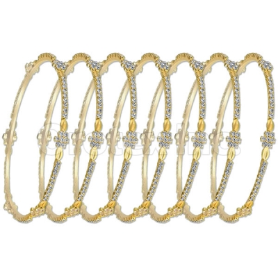 Indian Gold Plated Flower CZ Semanario Bangle