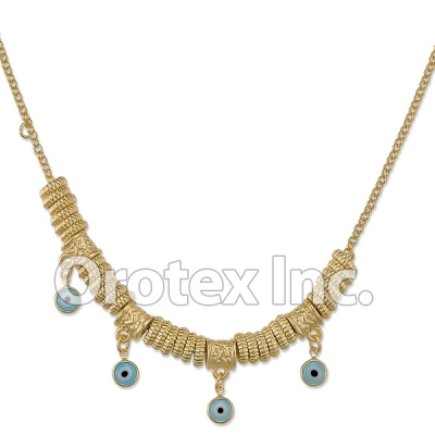 N011 Gold Layered Blue Eye Necklace