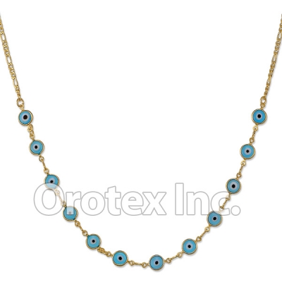 N012 Gold Layered Blue Eye Necklace