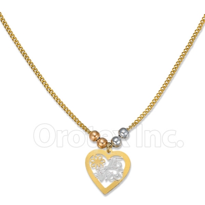 Orotex Gold Layered Tri-Color 15 años Necklace