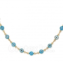 Orotex Gold Layered Aqua Eye Necklace