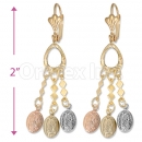 Oro Tex Gold Layered Tri-color Long Earrings