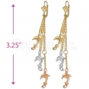 Oro Tex Gold Layered Tri-color Long Earrings