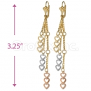 Oro Tex Gold Layered Tri-color Long Earrings