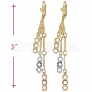 Oro Tex Gold Layered Tri-color Long Earrings