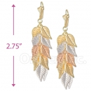 Oro Tex Gold Layered Tri-color Long Earrings