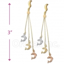 Oro Tex Gold Layered Tri-color Long Earrings