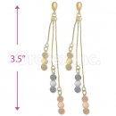 Oro Tex Gold Layered Tri-color Long Earrings