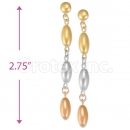 Oro Tex Gold Layered Tri-color Long Earrings