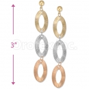 Oro Tex Gold Layered Tri-color Long Earrings