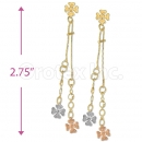 Oro Tex Gold Layered Tri-color Long Earrings