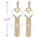 084001 Gold Layered CZ Long Earrings