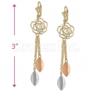 Orotex Gold Layered Tri-color Long Earrings