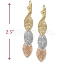 Oro Tex Gold Layered Tri-color Long Earrings