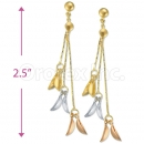 Oro Tex Gold Layered Tri-color Long Earrings