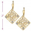 089009 Gold Layered CZ Long Earrings