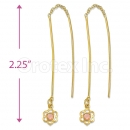 Orotex Gold Layered Pink CZ Long Earrings