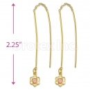 Orotex Gold Layered Pink CZ Long Earrings
