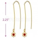 Orotex Gold Layered Red CZ Long Earrings