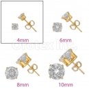 Orotex Gold Layered 4mm  Round CZ Stud Earrings