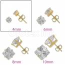 Orotex Gold Layered 4mm Square CZ Stud Earrings