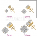 Orotex Gold Layered 6mm 4-Cut Square CZ Stud Earrings