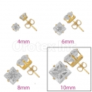 Orotex Gold Layered 10mm 4-Cut Square CZ Stud Earrings