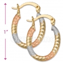 105003  Gold Layered Tri-color Hoop Earrings