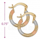 105004  Gold Layered Tri-color Hoop Earrings