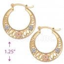 109011 Gold Layered Tri-color Hoop Earrings