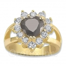 Orotex Gold Layered Black & White CZ Women's Ring