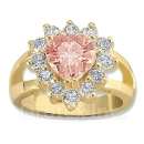 Orotex Gold Layered Pink & White CZ Women's Ring