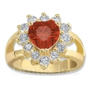 Orotex Gold Layered Red & White CZ Women's Ring